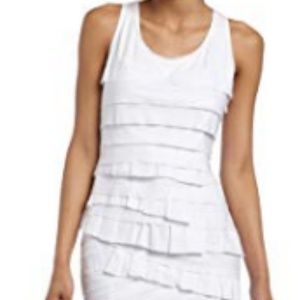 BCBGMAXAZRIA Womens Di Ruffled Tank Dress, White,